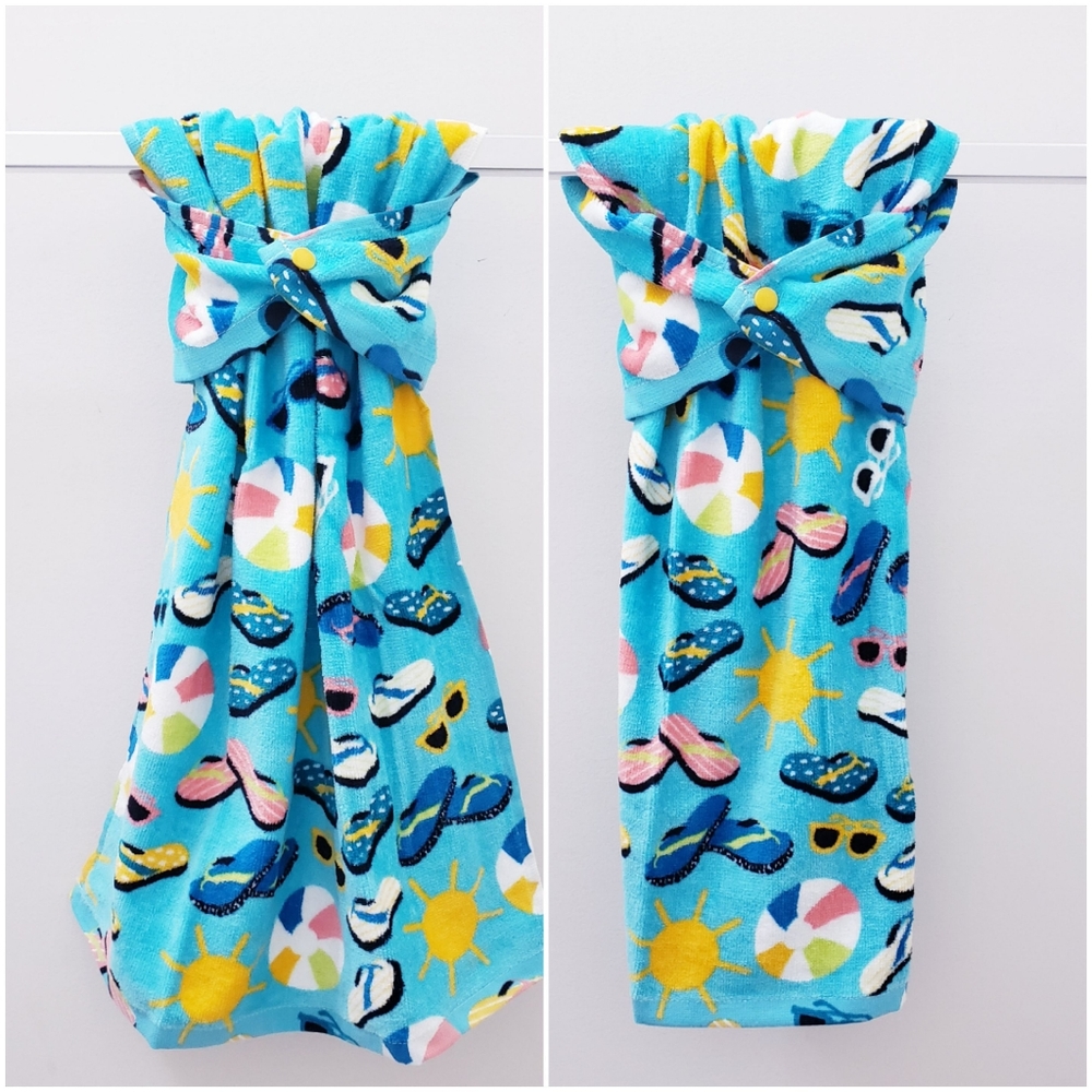 #9132-A❗LAST ONE❗ NEW! Flip-flops Hang'N'Snap Towel 🤍Select snap